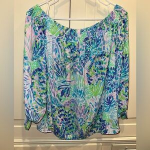 lilly pulitzer maryellen off the shoulder top size L